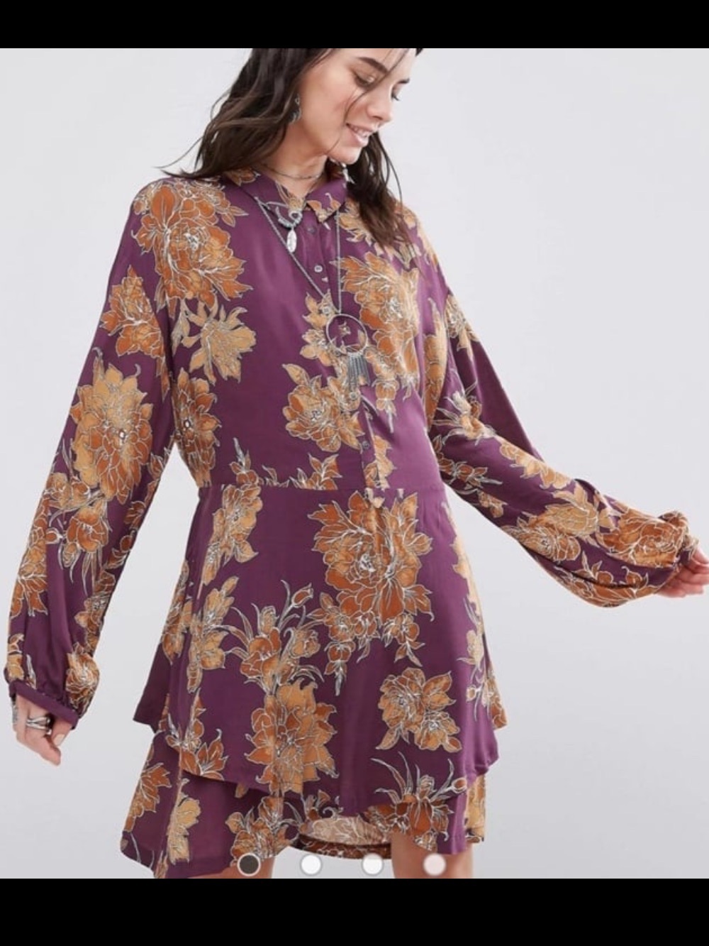 Free People Shake It Mini Dress Berry Combo Boho Floral Size Small New NWT